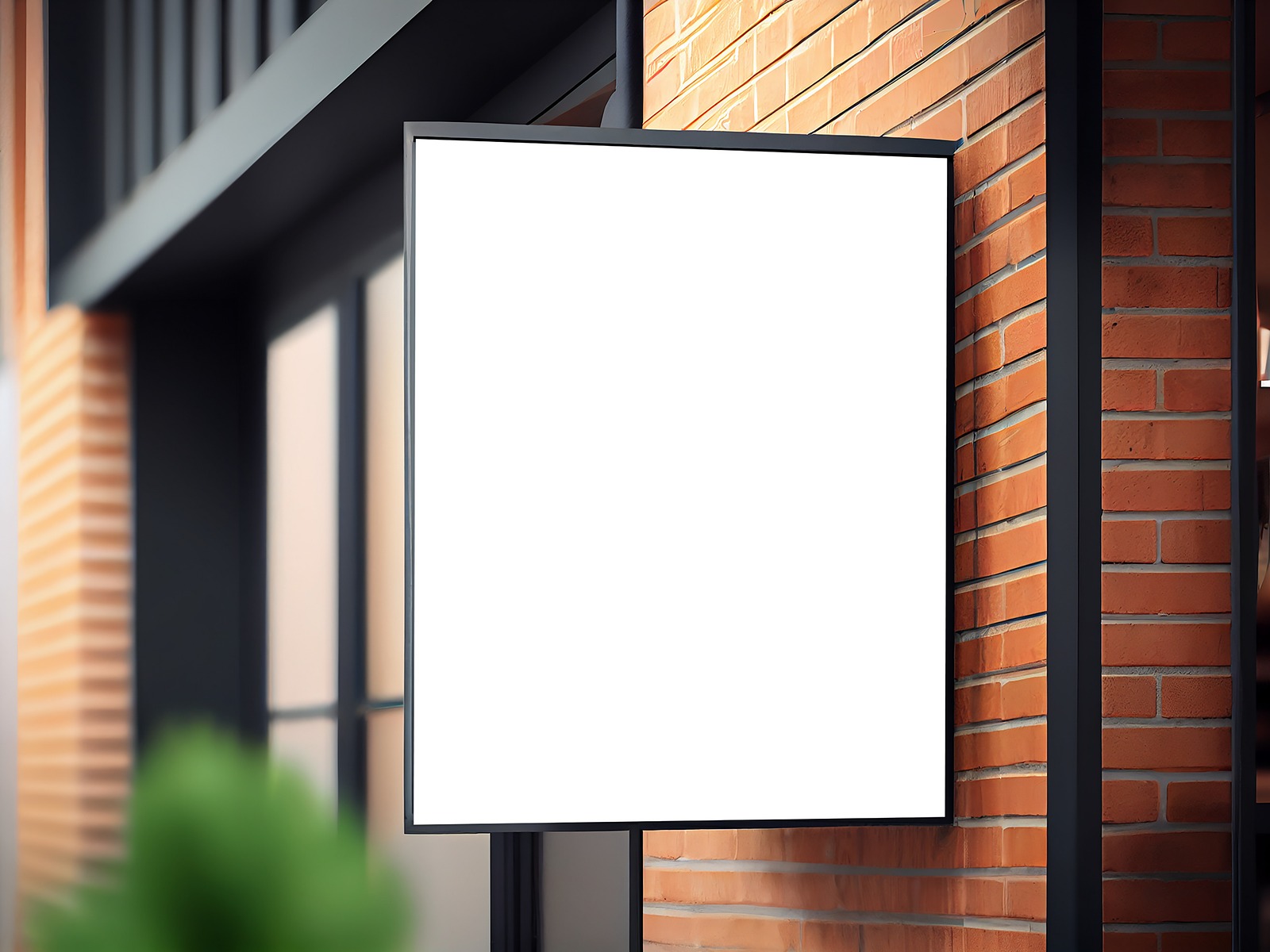 Signage & print — modern storefront signboard on brick facade
